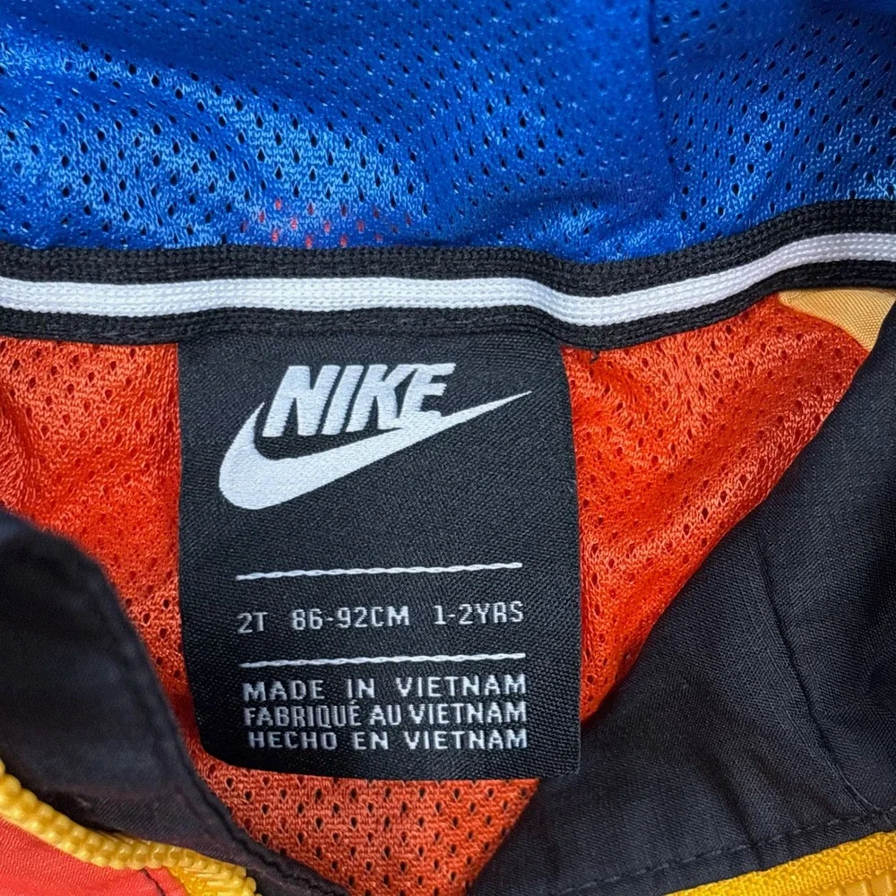 Nike Windbreaker Jacket Kids 2T Multicolor Colorblock Chevron Hooded Zip 807421